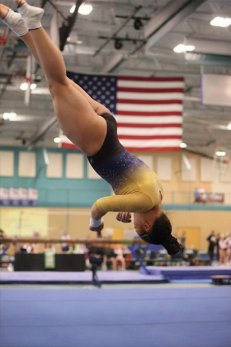 Elite gymnast competing on floor